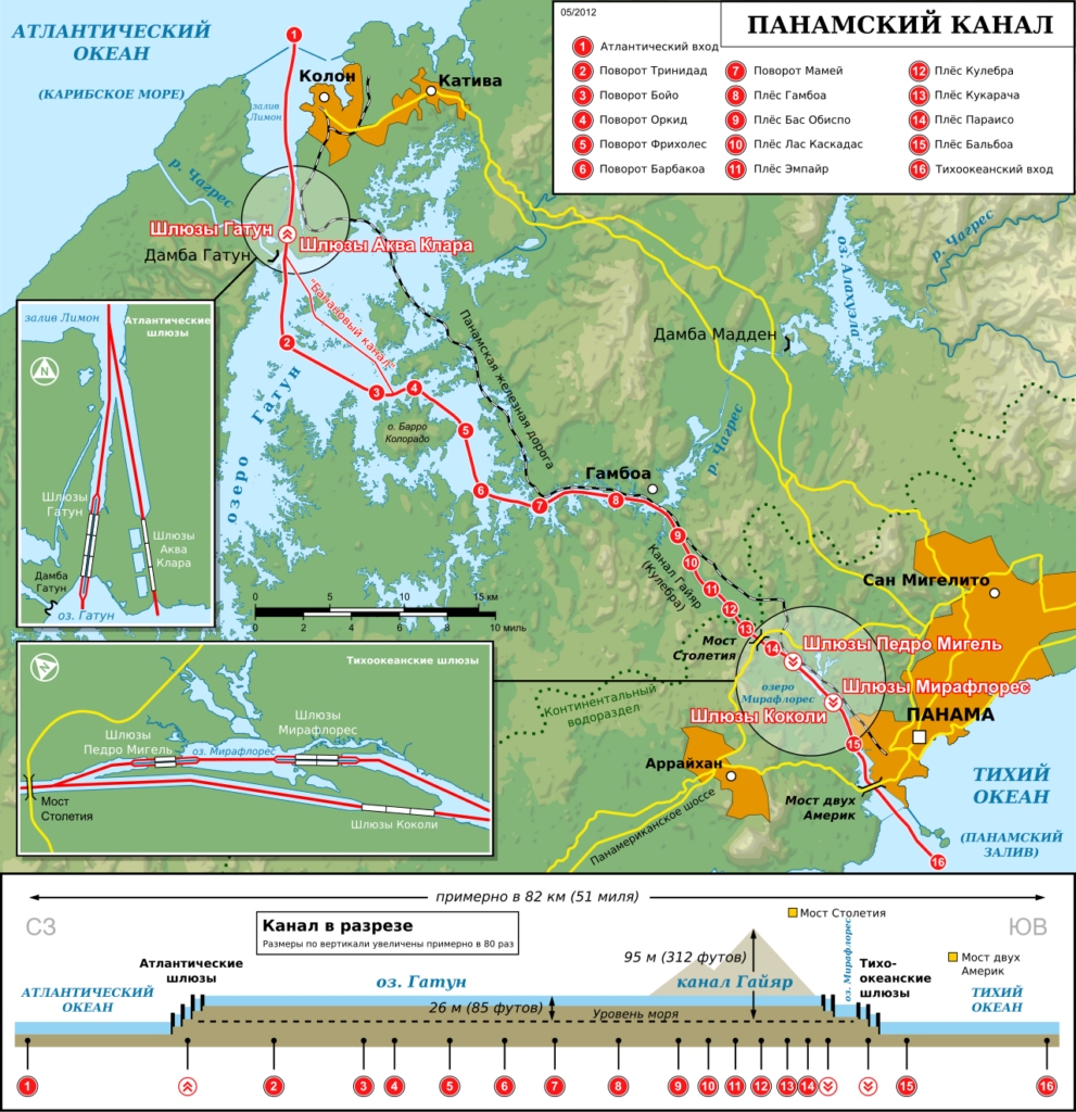 panama canal map ru.svg