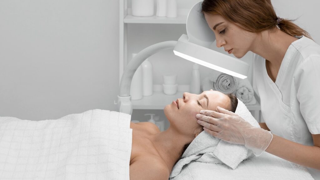 woman beauty salon face treatment