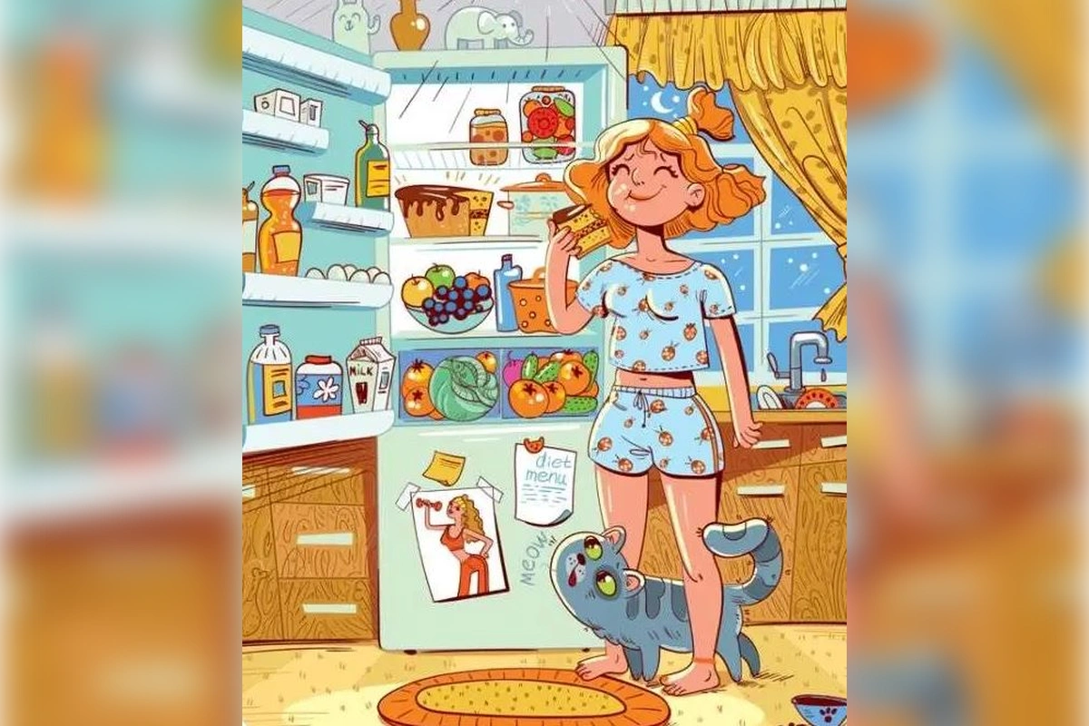 Ночная сцена с котом и холодильником: найдите три банана за 7 секунд 1 o020726.14.47